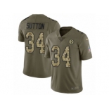 Men Nike Pittsburgh Steelers #34 Cameron Sutton Limited Olive Camo 2017 Salute to Service NFL Jersey