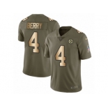 Men Nike Pittsburgh Steelers #4 Jordan Berry Limited Olive Gold 2017 Salute to Service NFL Jersey