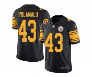 Men Nike Pittsburgh Steelers #43 Troy Polamalu Black Color Rush Limited Jersey