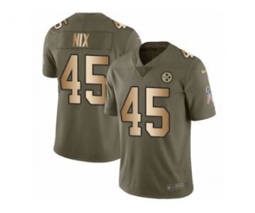 Men Nike Pittsburgh Steelers #45 Roosevelt Nix Limited Olive Gold 2017 Salute to Service NFL Jersey