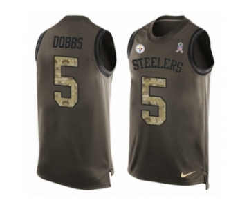 Men Nike Pittsburgh Steelers #5 Joshua Dobbs Limited Green Salute to Service Tank Top NFL Jersey