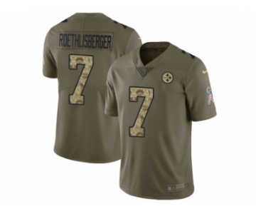 Men Nike Pittsburgh Steelers #7 Ben Roethlisberger Limited Olive Camo 2017 Salute to Service NFL Jersey