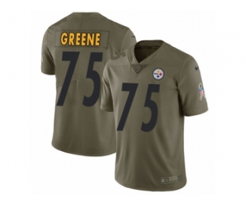 Men Nike Pittsburgh Steelers #75 Joe Greene Limited Olive 2017 Salute to Service NFL Jersey