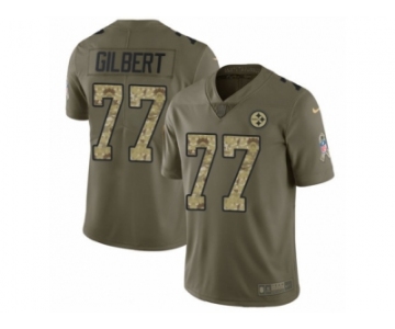 Men Nike Pittsburgh Steelers #77 Marcus Gilbert Limited Olive Camo 2017 Salute to Service NFL Jersey