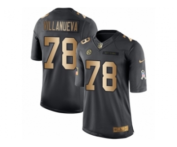 Men Nike Pittsburgh Steelers #78 Alejandro Villanueva Limited Black Gold Salute to Service NFL Jersey