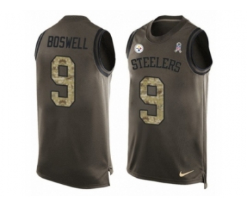 Men Nike Pittsburgh Steelers #9 Chris Boswell Limited Green Salute to Service Tank Top NFL Jersey