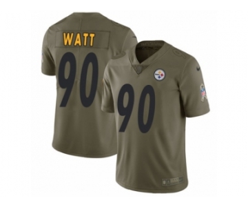 Men Nike Pittsburgh Steelers #90 T. J. Watt Limited Olive 2017 Salute to Service NFL Jersey