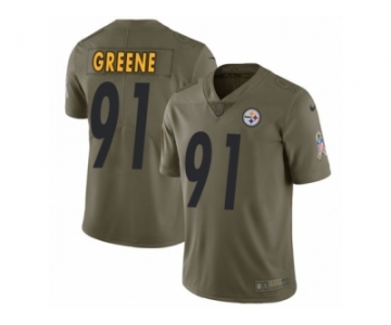 Men Nike Pittsburgh Steelers #91 Kevin Greene Limited Olive 2017 Salute to Service NFL Jersey