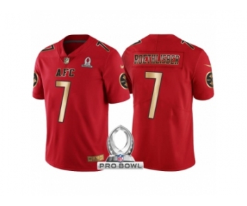 Men Pittsburgh Steelers #7 Ben Roethlisberger AFC 2017 Pro Bowl Red Gold Limited Jersey