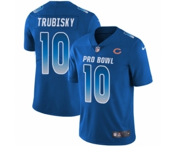 Men's Chicago Bears #10 Mitchell Trubisky Limited Royal Blue NFC 2019 Pro Bowl Football Jersey