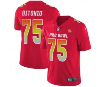 Men's Cleveland Browns #75 Joel Bitonio Limited Red AFC 2019 Pro Bowl Football Jersey