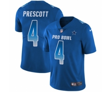 Men's Dallas Cowboys #4 Dak Prescott Limited Royal Blue NFC 2019 Pro Bowl Football Jersey