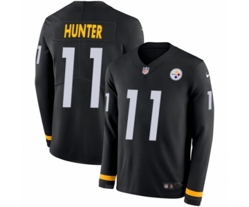 Men's Nike Pittsburgh Steelers #11 Justin Hunter Limited Black Therma Long Sleeve NFL Jersey