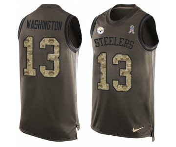 Men's Nike Pittsburgh Steelers #13 James Washington Limited Green Salute to Service Tank Top NFL Jersey