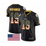 Men's Nike Pittsburgh Steelers #19 JuJu Smith-Schuster Limited Black Rush USA Flag NFL Jersey