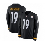 Men's Nike Pittsburgh Steelers #19 JuJu Smith-Schuster Limited Black Therma Long Sleeve NFL Jersey