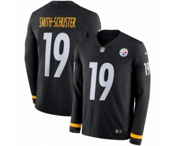 Men's Nike Pittsburgh Steelers #19 JuJu Smith-Schuster Limited Black Therma Long Sleeve NFL Jersey