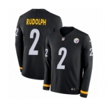 Men's Nike Pittsburgh Steelers #2 Mason Rudolph Limited Black Therma Long Sleeve NFL Jersey