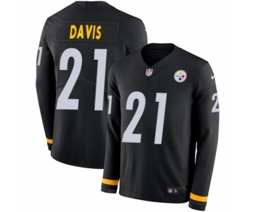 Men's Nike Pittsburgh Steelers #21 Sean Davis Limited Black Therma Long Sleeve NFL Jersey