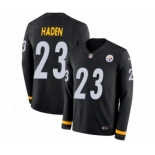 Men's Nike Pittsburgh Steelers #23 Joe Haden Limited Black Therma Long Sleeve NFL Jersey