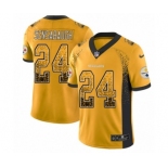 Men's Nike Pittsburgh Steelers #24 Coty Sensabaugh Limited Gold Rush Drift Fashion NFL Jersey