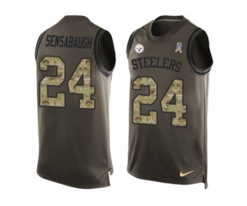 Men's Nike Pittsburgh Steelers #24 Coty Sensabaugh Limited Green Salute to Service Tank Top NFL Jersey