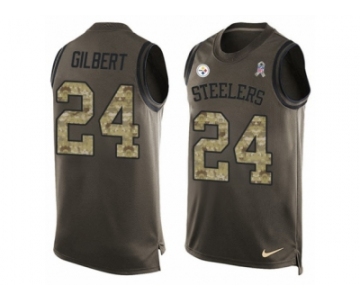 Men's Nike Pittsburgh Steelers #24 Justin Gilbert Limited Green Salute to Service Tank Top NFL Jersey