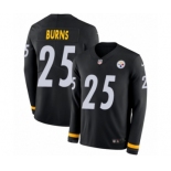 Men's Nike Pittsburgh Steelers #25 Artie Burns Limited Black Therma Long Sleeve NFL Jersey