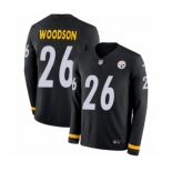 Men's Nike Pittsburgh Steelers #26 Rod Woodson Limited Black Therma Long Sleeve NFL Jersey