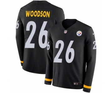 Men's Nike Pittsburgh Steelers #26 Rod Woodson Limited Black Therma Long Sleeve NFL Jersey