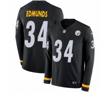 Men's Nike Pittsburgh Steelers #34 Terrell Edmunds Limited Black Therma Long Sleeve NFL Jersey