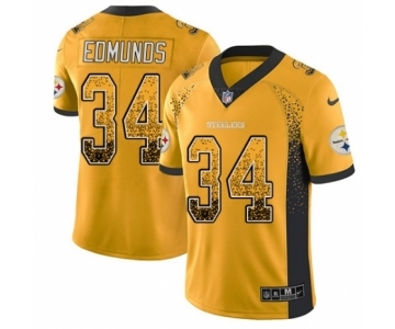 Men's Nike Pittsburgh Steelers #34 Terrell Edmunds Limited Gold Rush Drift Fashion NFL Jersey