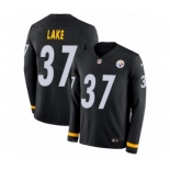 Men's Nike Pittsburgh Steelers #37 Carnell Lake Limited Black Therma Long Sleeve NFL Jersey