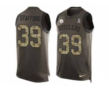 Men's Nike Pittsburgh Steelers #39 Daimion Stafford Limited Green Salute to Service Tank Top NFL Jersey