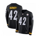 Men's Nike Pittsburgh Steelers #42 Morgan Burnett Limited Black Therma Long Sleeve NFL Jersey