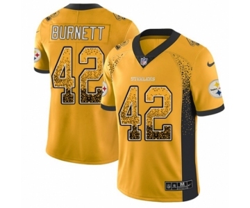 Men's Nike Pittsburgh Steelers #42 Morgan Burnett Limited Gold Rush Drift Fashion NFL Jersey