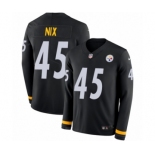 Men's Nike Pittsburgh Steelers #45 Roosevelt Nix Limited Black Therma Long Sleeve NFL Jersey