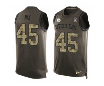 Men's Nike Pittsburgh Steelers #45 Roosevelt Nix Limited Green Salute to Service Tank Top NFL Jersey