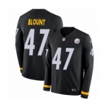 Men's Nike Pittsburgh Steelers #47 Mel Blount Limited Black Therma Long Sleeve NFL Jersey