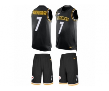 Men's Nike Pittsburgh Steelers #7 Ben Roethlisberger Limited Black Tank Top Suit NFL Jersey