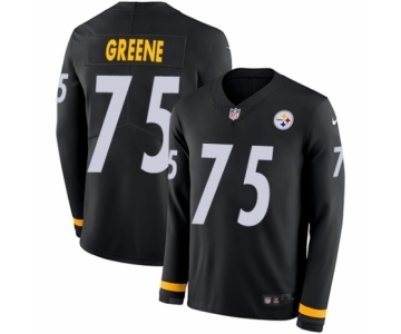 Men's Nike Pittsburgh Steelers #75 Joe Greene Limited Black Therma Long Sleeve NFL Jerse