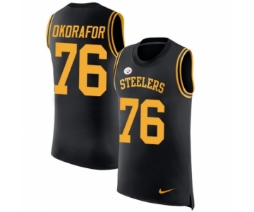 Men's Nike Pittsburgh Steelers #76 Chukwuma Okorafor Black Rush Player Name & Number Tank Top NFL Jersey