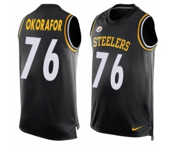 Men's Nike Pittsburgh Steelers #76 Chukwuma Okorafor Limited Black Player Name & Number Tank Top NFL Jersey