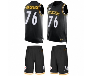 Men's Nike Pittsburgh Steelers #76 Chukwuma Okorafor Limited Black Tank Top Suit NFL Jersey