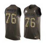 Men's Nike Pittsburgh Steelers #76 Chukwuma Okorafor Limited Green Salute to Service Tank Top NFL Jersey