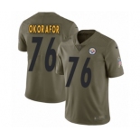 Men's Nike Pittsburgh Steelers #76 Chukwuma Okorafor Limited Olive 2017 Salute to Service NFL Jersey