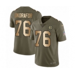 Men's Nike Pittsburgh Steelers #76 Chukwuma Okorafor Limited Olive Gold 2017 Salute to Service NFL Jersey