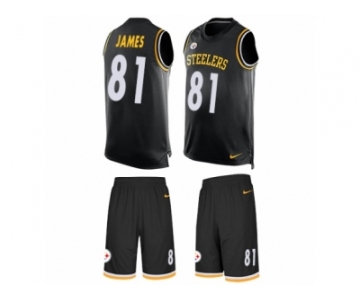 Men's Nike Pittsburgh Steelers #81 Jesse James Limited Black Tank Top Suit NFL Jersey