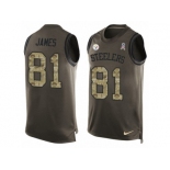 Men's Nike Pittsburgh Steelers #81 Jesse James Limited Green Salute to Service Tank Top NFL Jersey