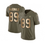 Men's Nike Pittsburgh Steelers #89 Vance McDonald Limited Olive Gold 2017 Salute to Service NFL Jersey